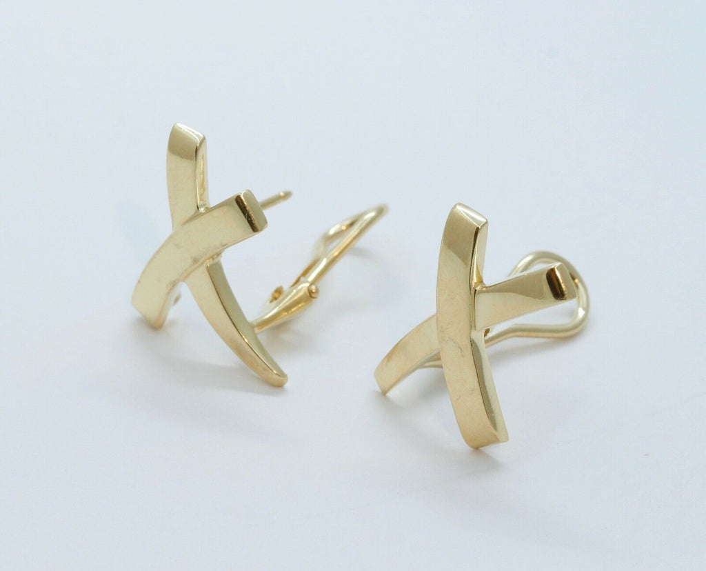 Tiffany and Co Paloma Picasso 18K Yellow Gold Graffiti X Earrings