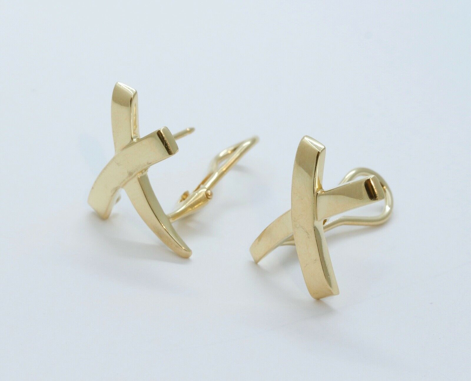 Tiffany and Co Paloma Picasso 18K Yellow Gold Graffiti X Earrings
