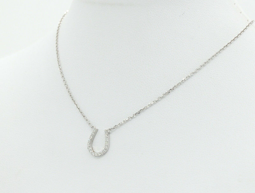 Lucky Horseshoe 18K White Gold Diamonds Necklace Pendant