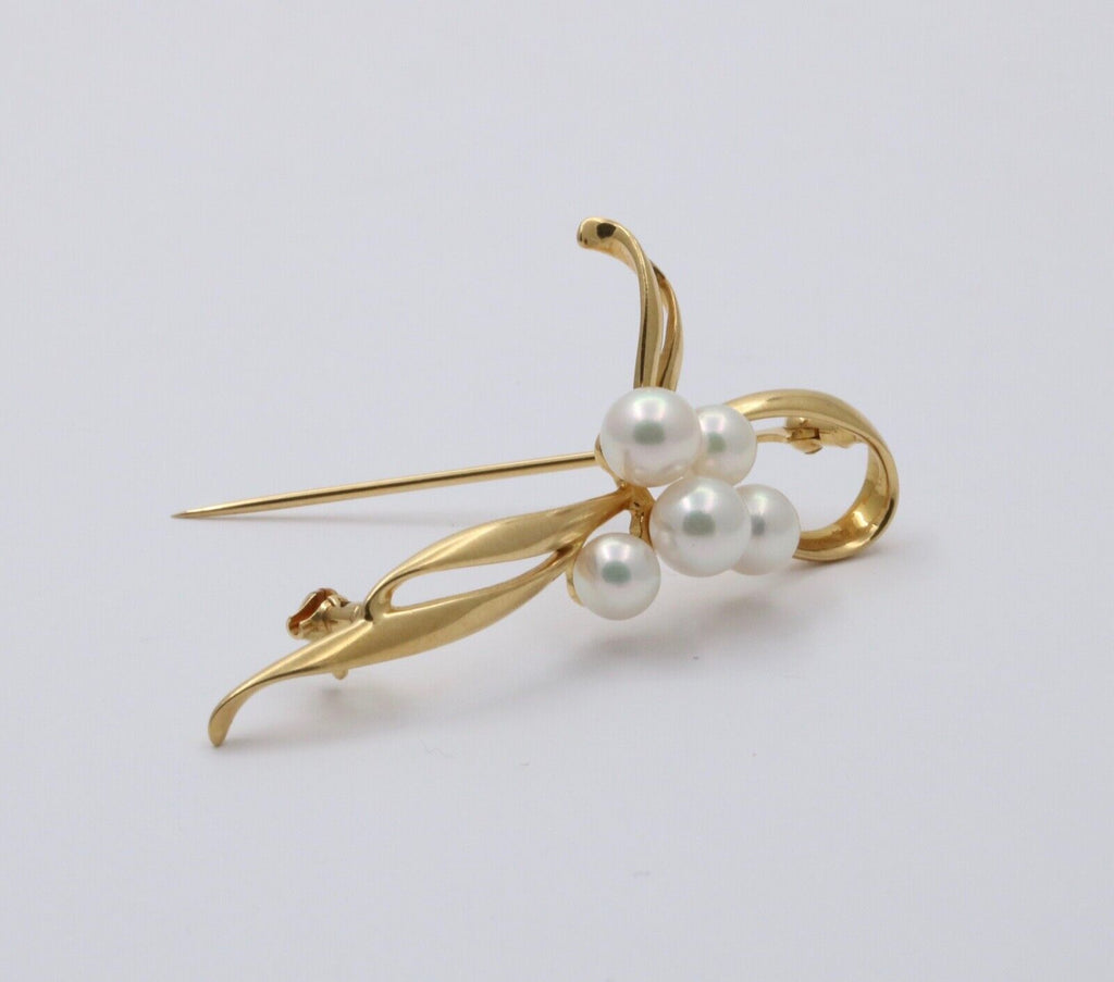 Vintage Mikimoto Cultured Pearl Bow Brooch, Pin
