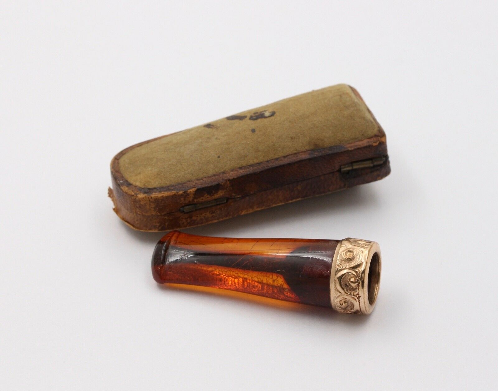 Victorian Cigar Mouthpiece Amber Gold Vermeil