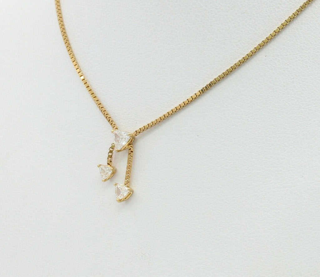 Vintage 18K Yellow Gold Diamond Box Chain Bow Tie Pendant