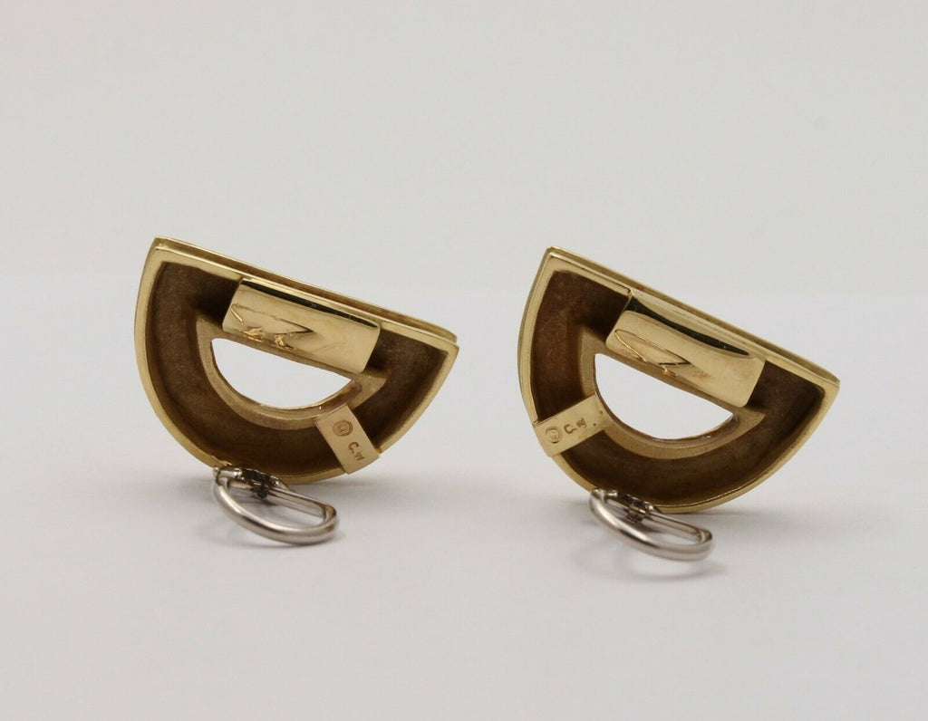 The Christopher Walling Classic Half Moon 14K Yellow Gold Clip Earrings.