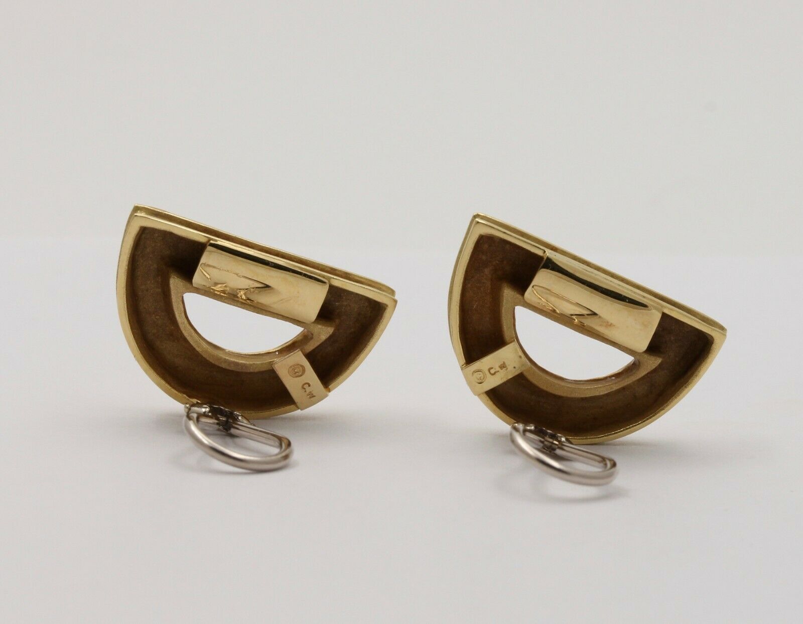 The Christopher Walling Classic Half Moon 14K Yellow Gold Clip Earrings.