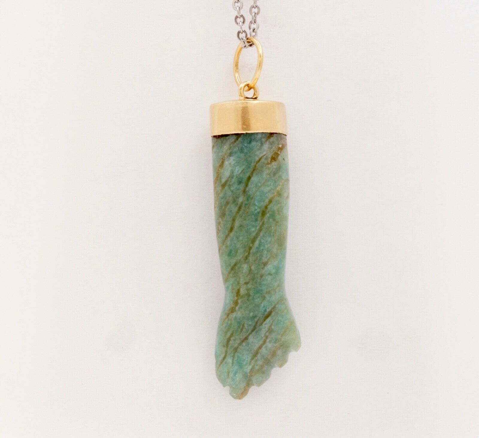 Vintage Jade 18K Yellow Gold Figa Pendant Charm