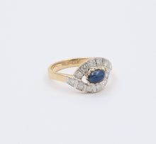 Load image into Gallery viewer, Vintage Sapphire Diamonds 14K White Yellow Gold Bypass Ring
