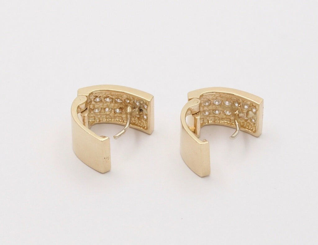 Vintage 14K Yellow Gold Diamond Huggie Earring, Estate Earrings