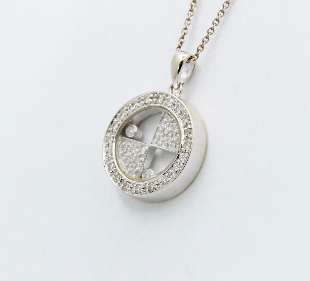 Vintage 14K White Gold Floating Shaker Diamond Circle Pendant
