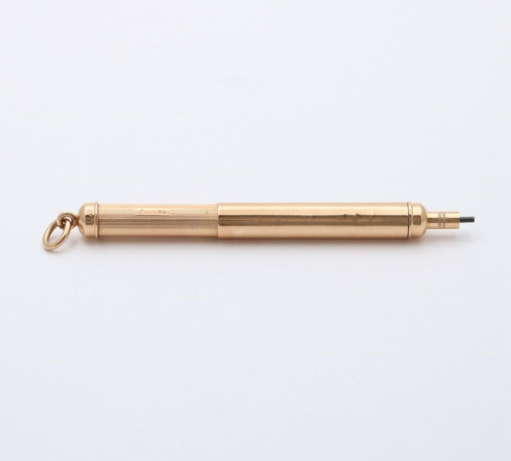 Vintage 18K Yellow Gold Mechanical Telescopic Pencil Pendant