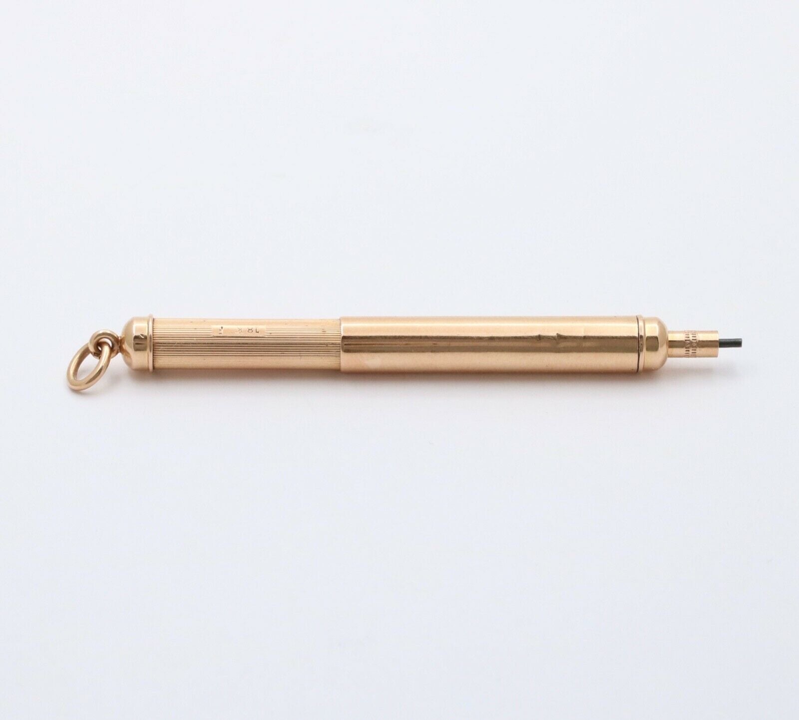 Vintage 18K Yellow Gold Mechanical Telescopic Pencil Pendant