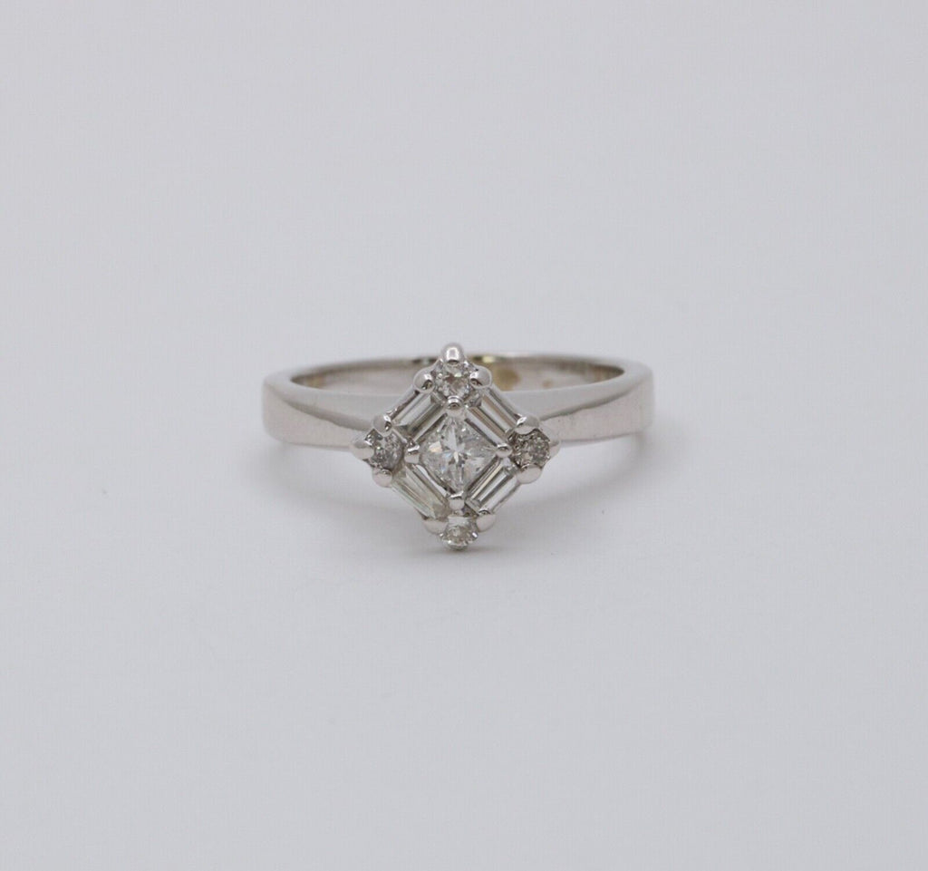 Vintage 14K White Gold Diamond Engagement ring , Anniversary Ring.