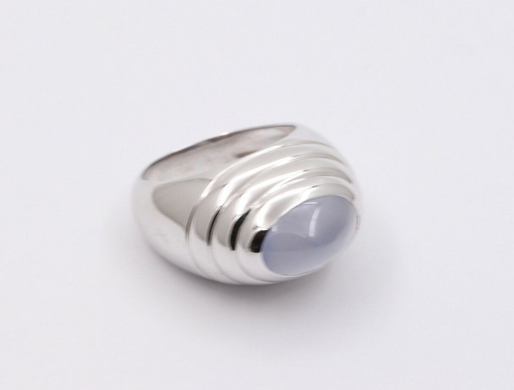 Boucheron Blue Chalcedony 18K White Gold Vintage Ring