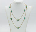 Vintage 14K Yellow Gold  51 Inch Doubling Natural Turquoise Chain