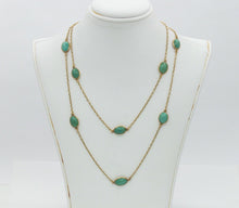 Load image into Gallery viewer, Vintage 14K Yellow Gold  51 Inch Doubling Natural Turquoise Chain
