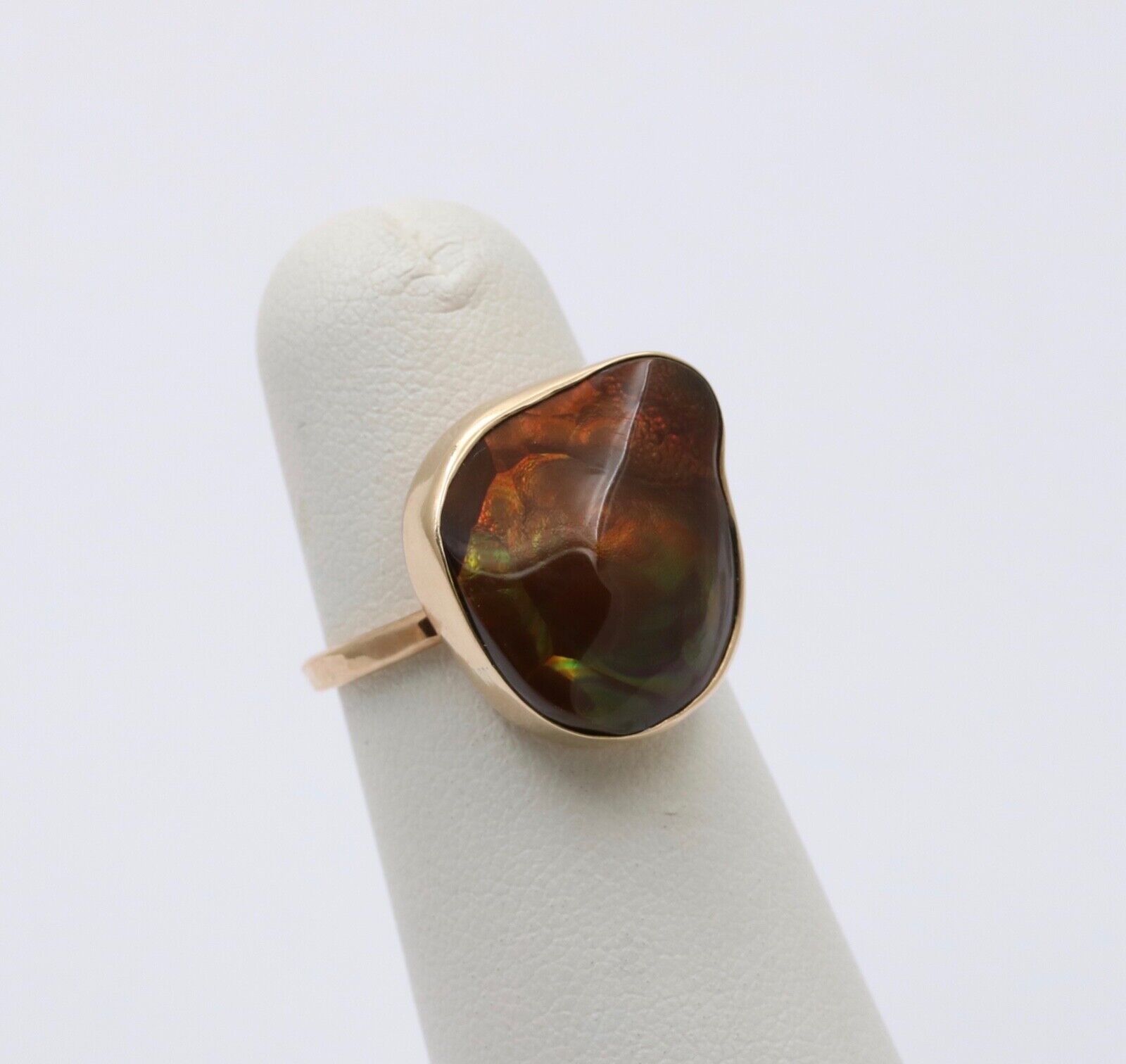 Vintage Fire Agate 14K Yellow Gold Bezel Setting RIng