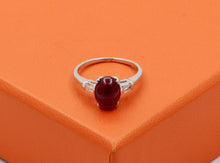 Load image into Gallery viewer, Vintage Platinum Cabochon Ruby Alternative Engagement Ring
