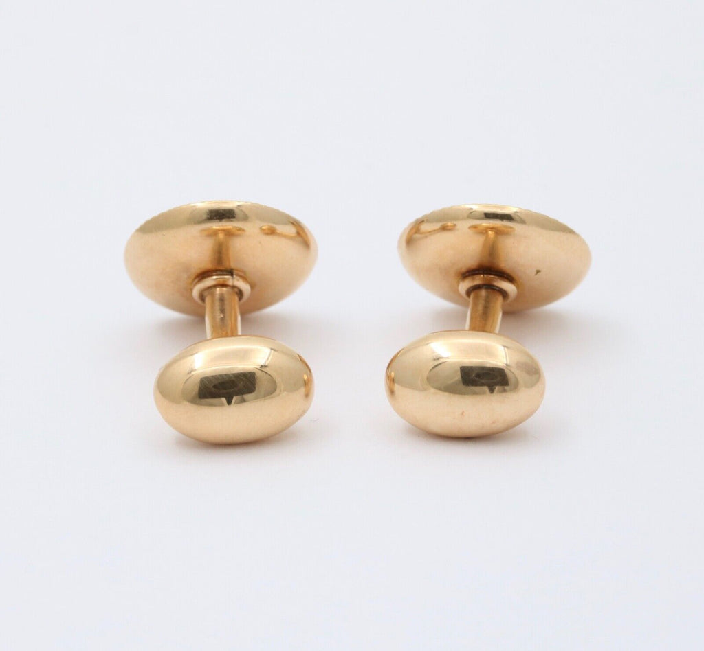 Vintage Carnelian White Enamel 14K Yellow Gold Cufflinks
