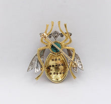 Load image into Gallery viewer, Vintage Honey Bee 18K Diamonds Turquoise Enamel Brooch Pin
