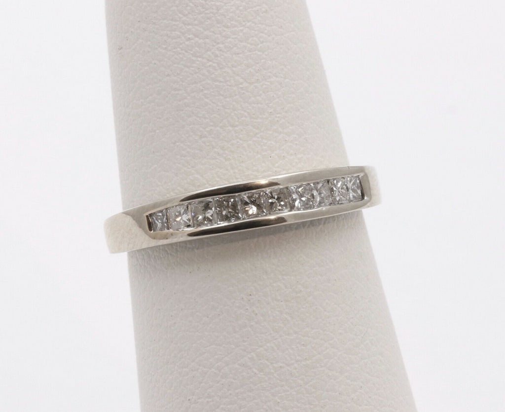 Vintage Ladies Diamonds 14K White Gold Wedding Band Stacking