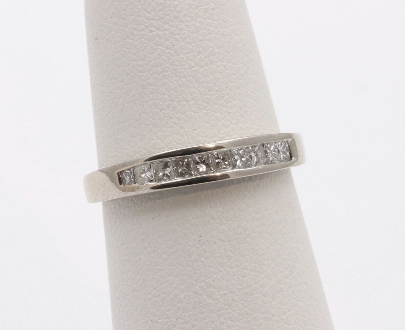Vintage Ladies Diamonds 14K White Gold Wedding Band Stacking