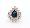 Elegant Blue Sapphire and Diamonds 14K White Gold Ring