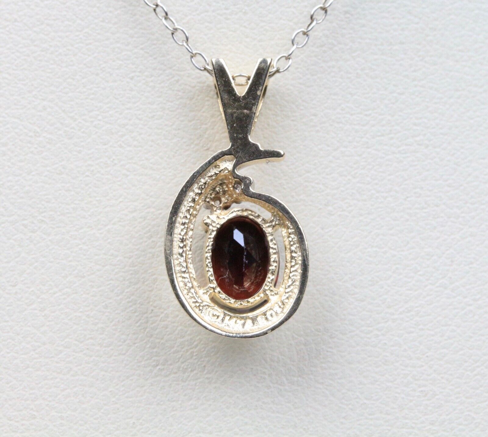 Vintage Garnet Diamond 14K Yellow Gold Pendant