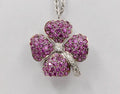 Vintage Four Leaf Clover Rubies Diamonds 14K White Gold Pendant Brooch Pin