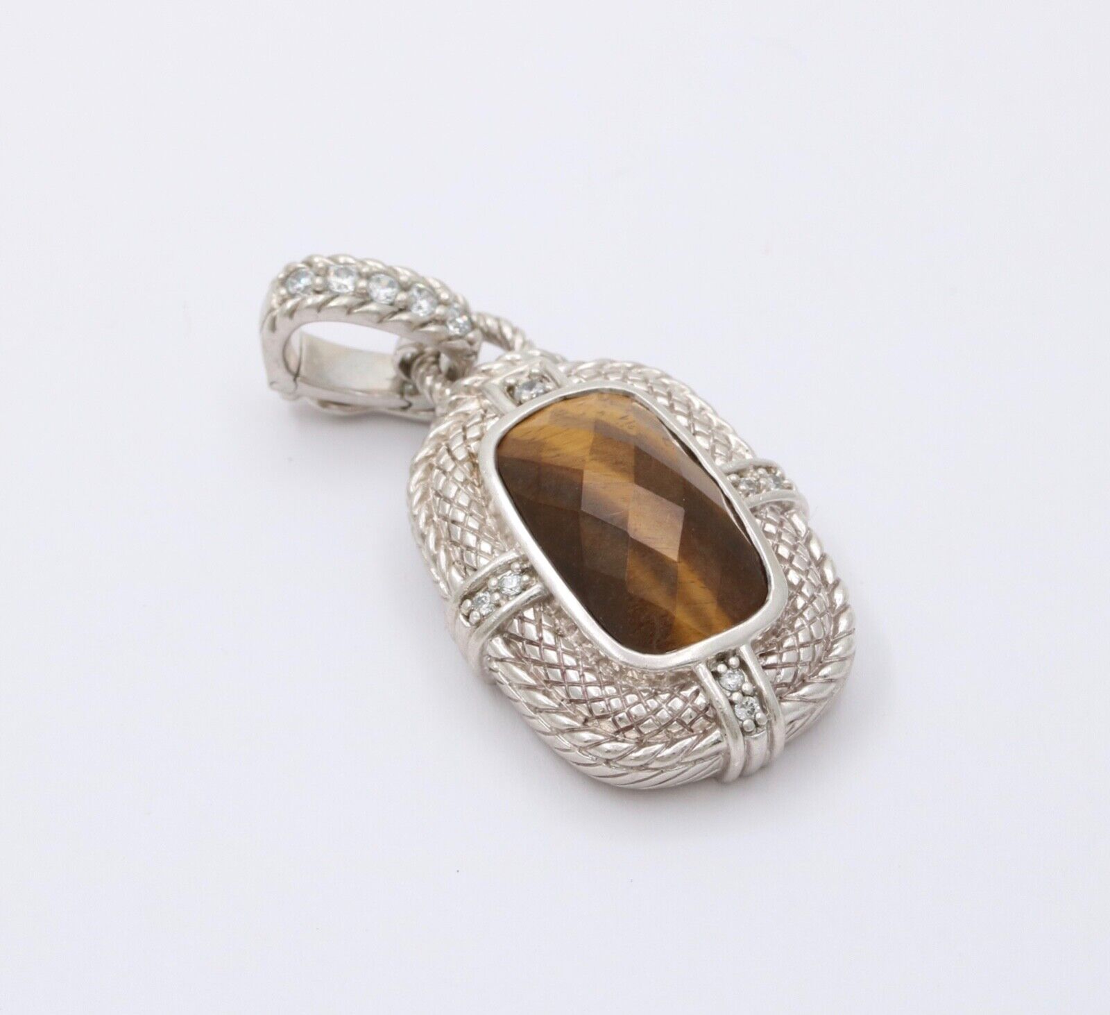 Classic Judith Ripka Tiger Eye Sterling Silver Pendant