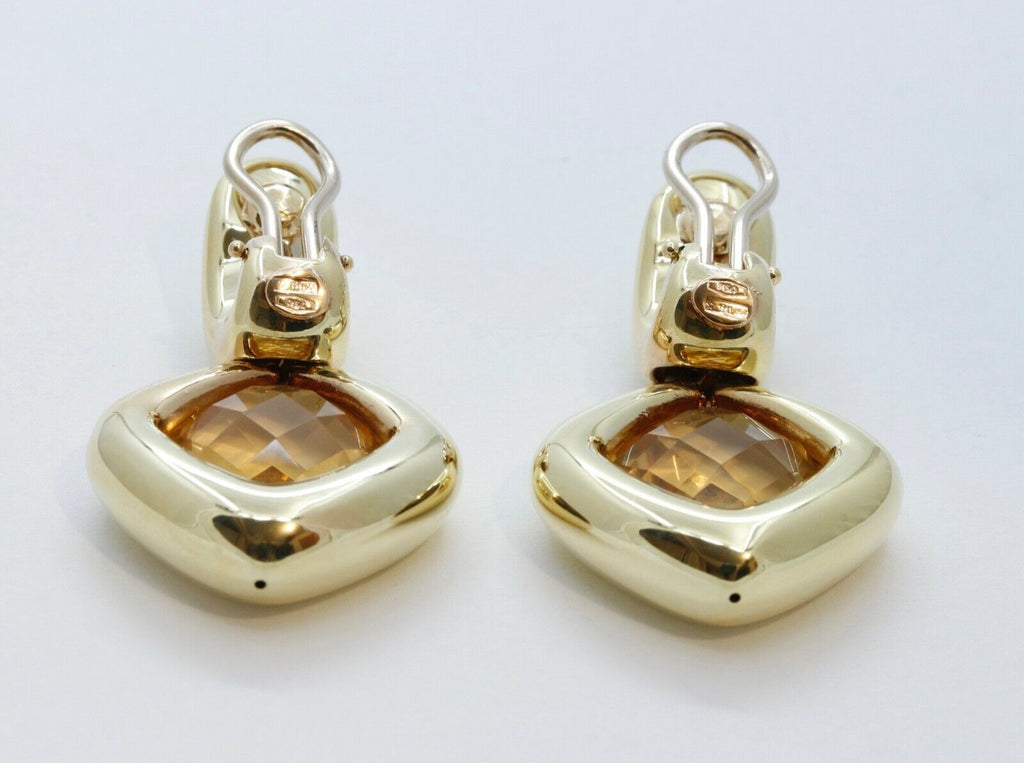 Italian Dangle 18K Yellow Gold Citrine Earrings