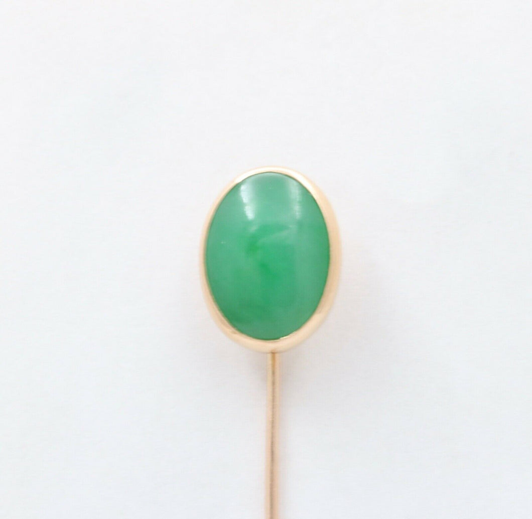 Vintage Jade 14K Yellow Gold Stick Pin