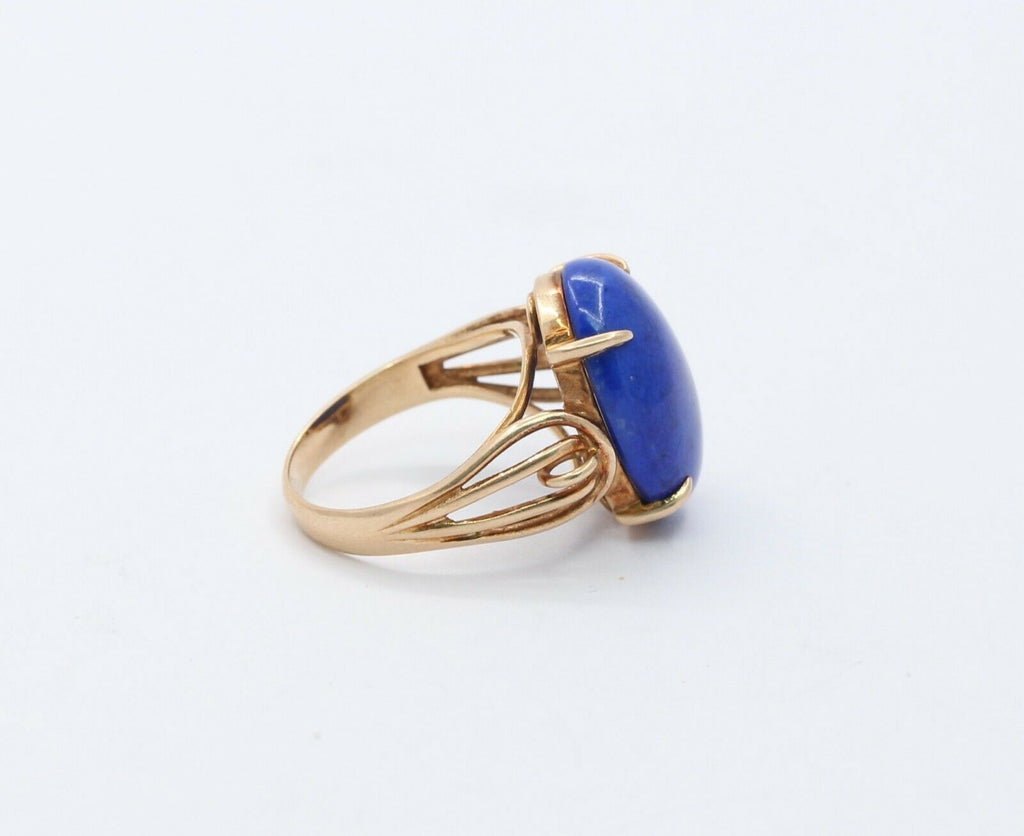 Victorian 14K Yellow Gold Lapis Statement Ring