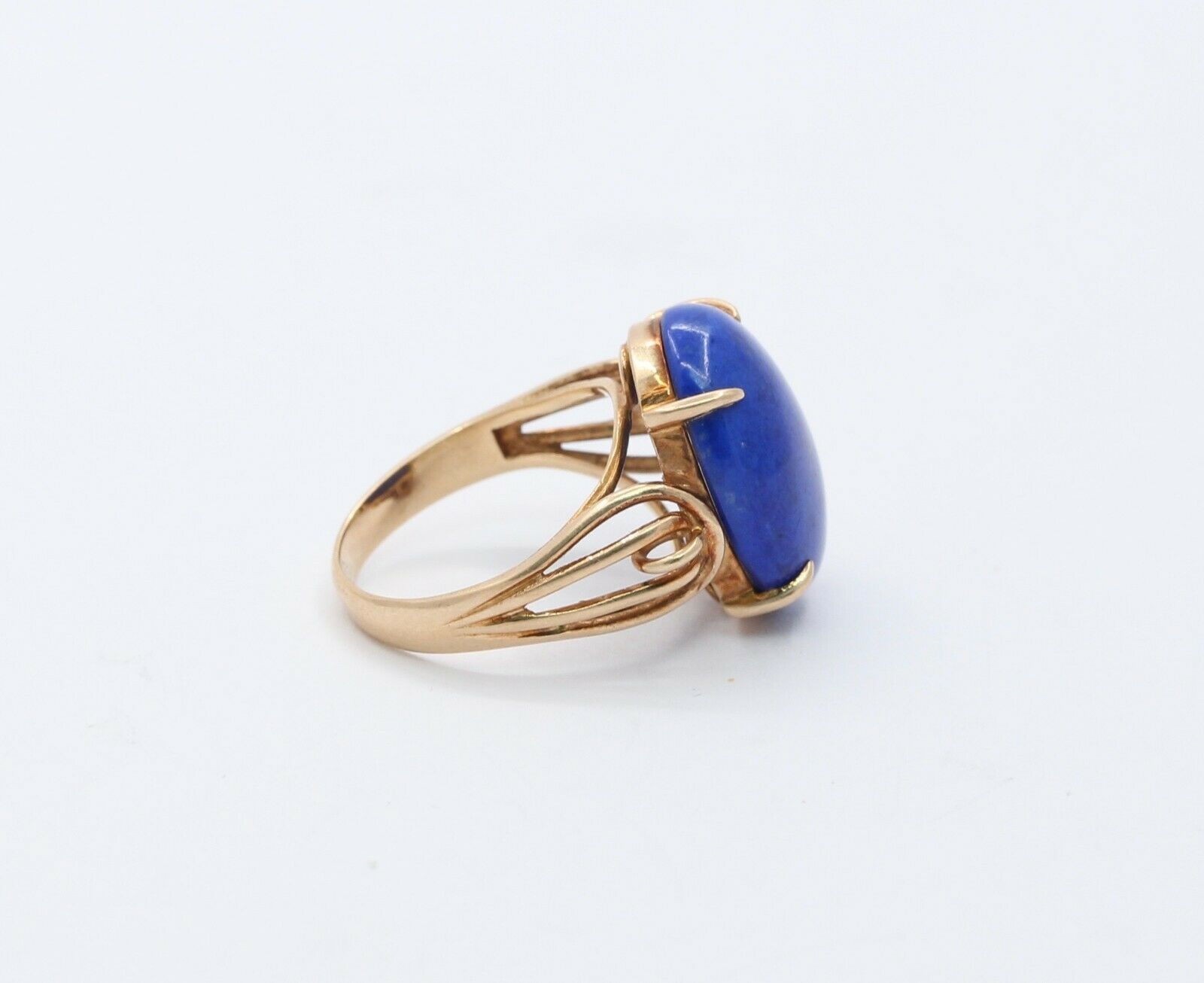 Victorian 14K Yellow Gold Lapis Statement Ring
