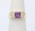 Vintage 14K Yellow Gold Amethyst Tank Ring, Ring Band