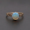 Art Deco Watery Translucent Opal 10K Yellow Gold Ring