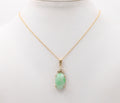 Vintage Jade Diamonds 14K Yellow Gold Pendant and Chain