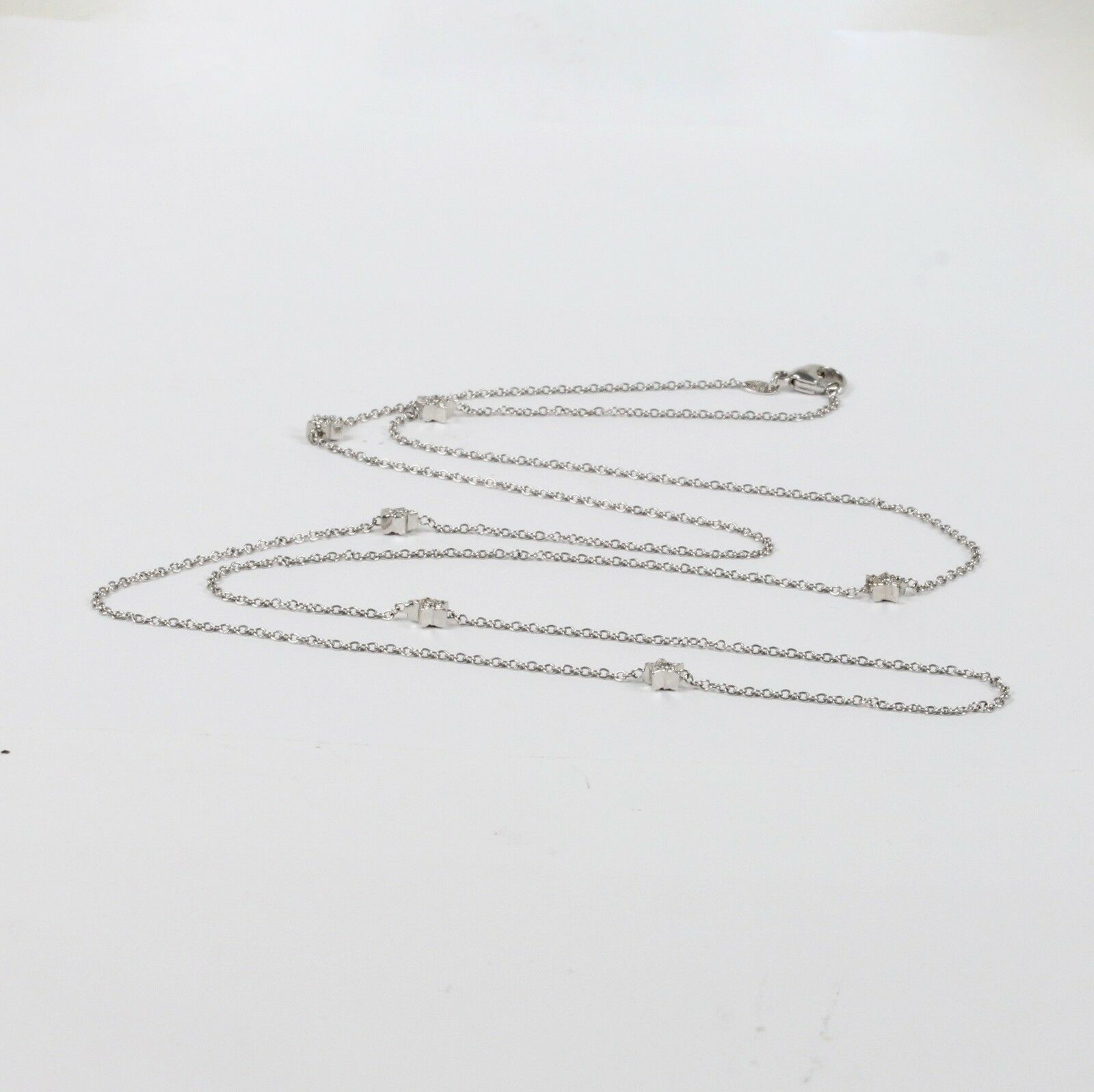 Vintage 18k White Gold Diamond Stackable Necklace