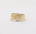 Vintage Geometric Trillion Cut Diamond 18K Yellow White Gold Ring