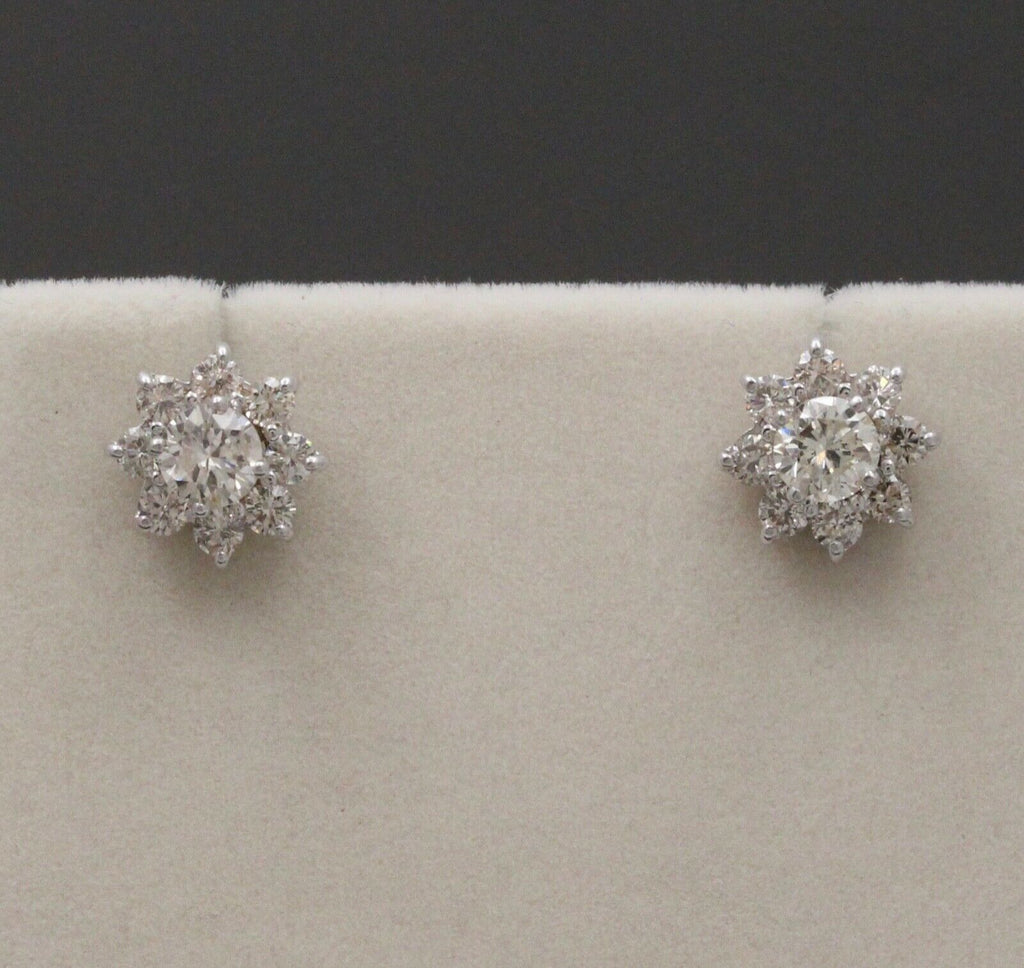 Classic 14K White Gold Round Cut Diamond Approximatlry 1.8 carats Studs. Earring