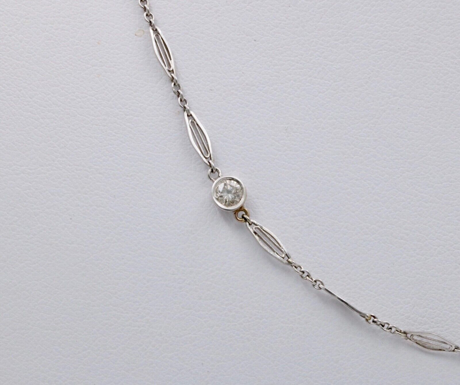 Art Deco Diamonds By The Yard 14K White Gold Watch Chain