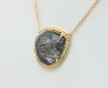 Load image into Gallery viewer, Vintage 14K Yellow Gold Sagenitic Quartz Diamond Pendant
