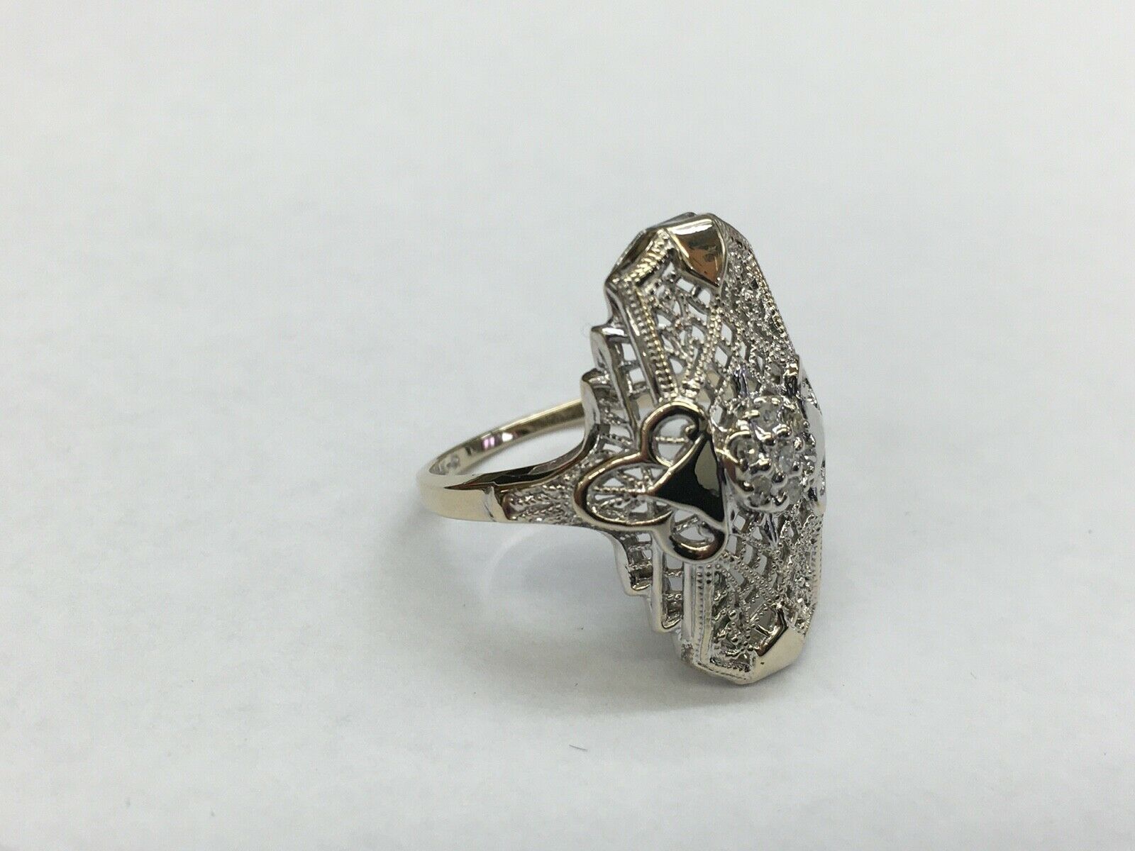 Art Deco Diamond 14K White Gold Reproduction Style Ring