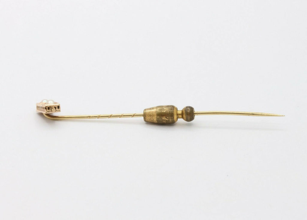 Art Deco 14K Yellow Gold Pearl Stick Pin