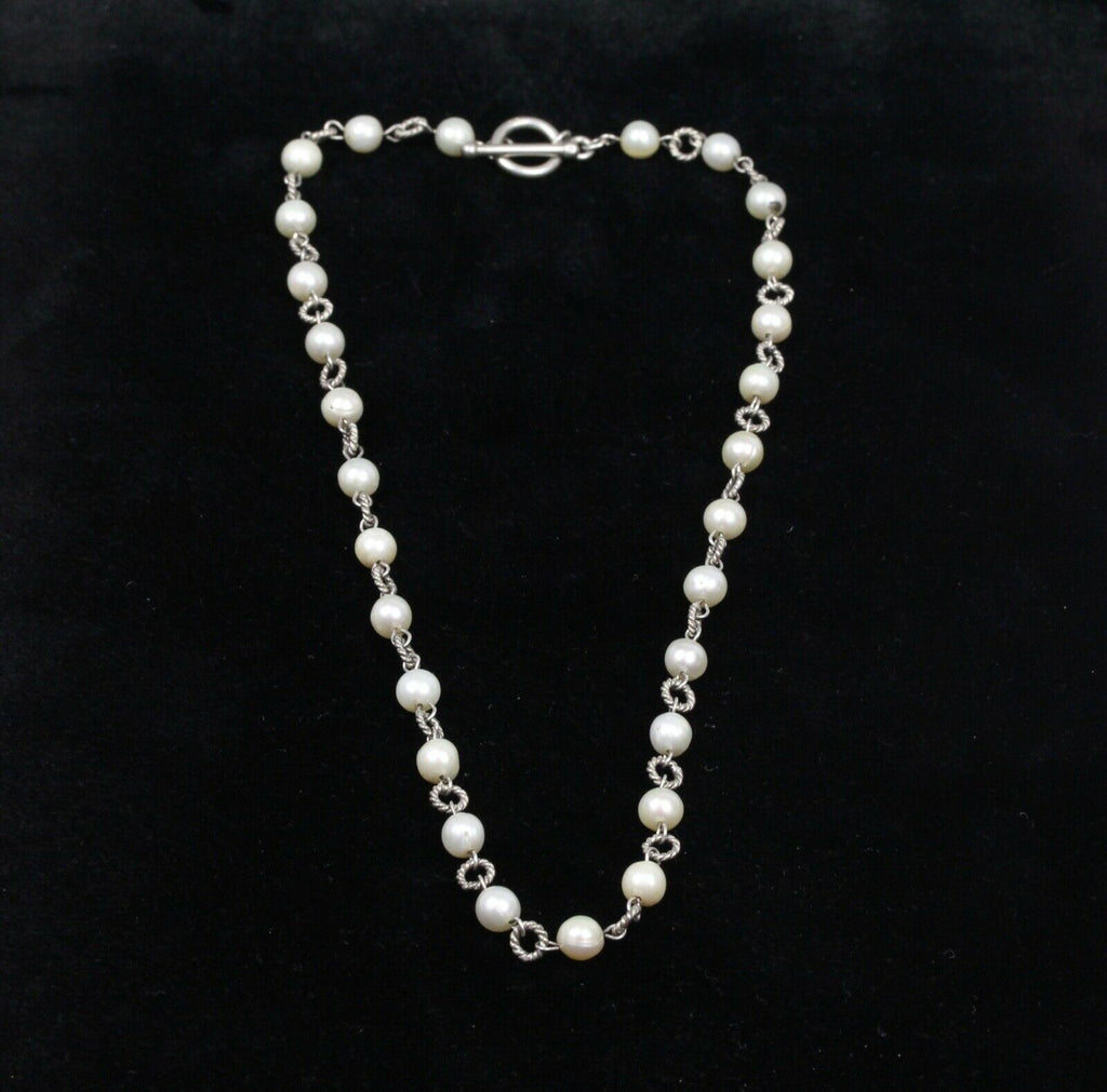 Vintage Pearl Beaded 925 Sterling Silver Necklace