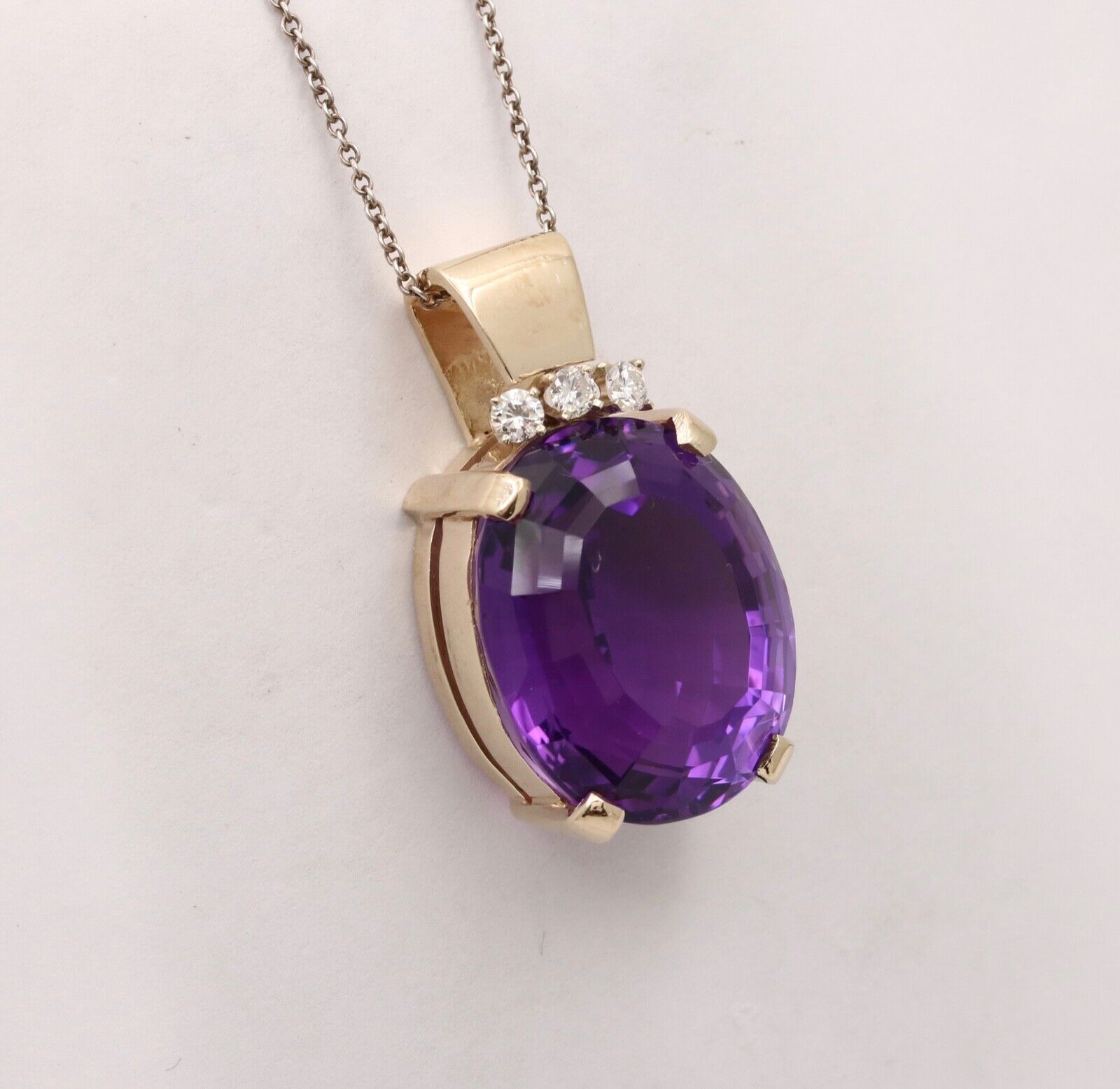 Vintage 14k Gold Amethyst Diamond Pendant.
