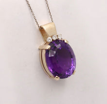 Load image into Gallery viewer, Vintage 14k Gold Amethyst Diamond Pendant.
