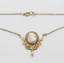 Load image into Gallery viewer, Art Nouveau Cameo Pearl 14K 10K Pendant and Chain
