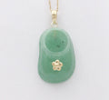 Vintage Translucent Green Jade Shoe Pendant 14K Yellow Gold