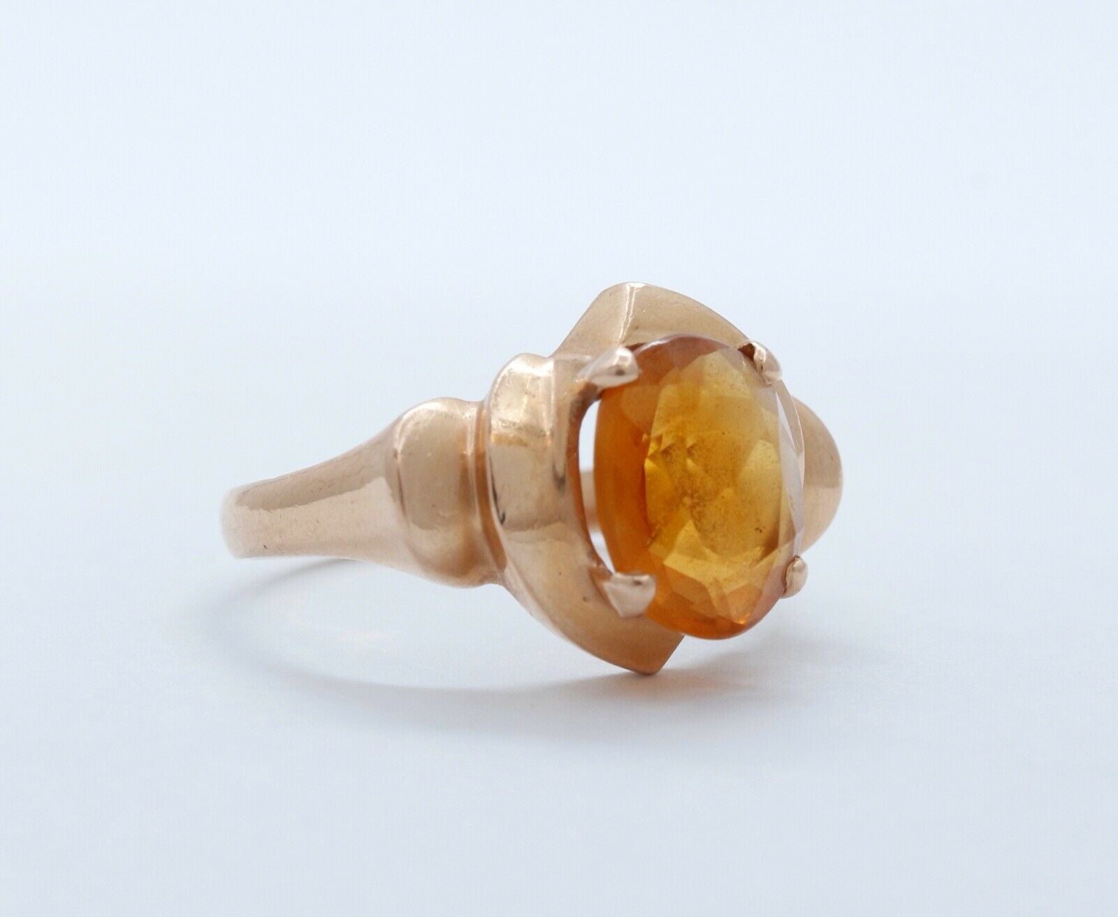 Beautiful Stones on a Vintage Citrine 14K Rose Gold Ring