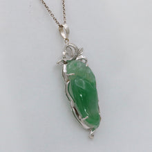 Load image into Gallery viewer, Vintage Watery Jadeite Jade Diamonds 18K White Gold Pendant
