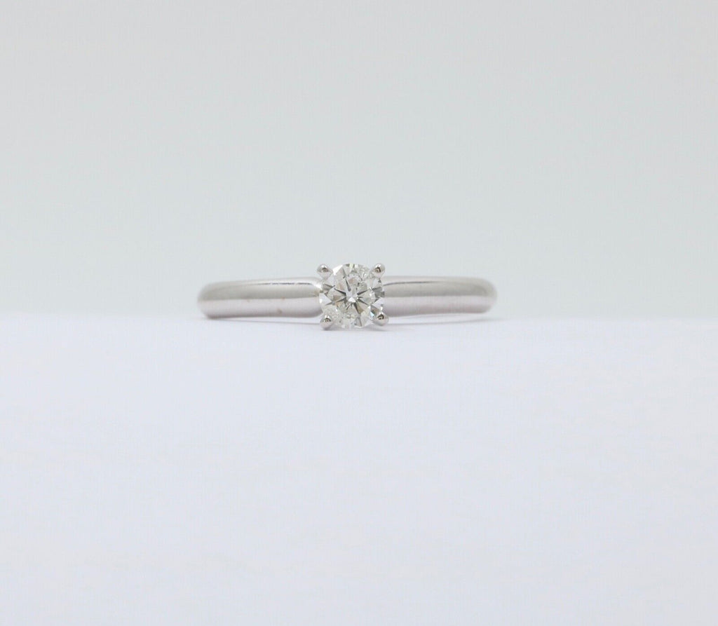 Vintage Solitaire Diamond 14K White Gold Engagement Ring